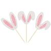 24Pcs Glitter Bunny Ears Cupcake Toppers Easter Rabbit Theme Happy Birthday Cupcake Picks for Bunny Happy Easter Baby Shower Birthday Spring Easter Party Cake Decorations view 3