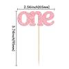 24Pcs One Cupcake Toppers Glitter Baby First Birthday Party Cupcake Food Picks Decorations for Baby Shower Boys Girls Kids 1st Birthday Party Cake Decorations Supplies Pink view 2