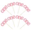 24Pcs One Cupcake Toppers Glitter Baby First Birthday Party Cupcake Food Picks Decorations for Baby Shower Boys Girls Kids 1st Birthday Party Cake Decorations Supplies Pink view 3