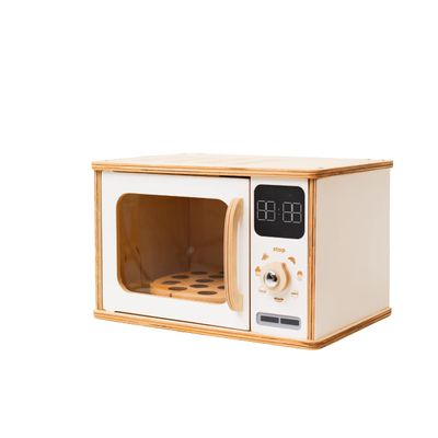 Wooden Kids Microwave Oven Montessori Furniture for Toddler Play Toy Microwave Wood Kids Playroom Natural Wooden Nursery Decor Birthday Baby Gift Neutral Room Kids Gift 2nd 3rd Birthday (White)