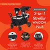 Baby Trend Expedition 2-in-1 Collapsible Stroller Wagon Plus with Canopy, Storage Basket, 2 Storage Trays, and 6 Bottle Holders, Modern Khaki view 2