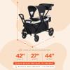 Baby Trend Expedition 2-in-1 Collapsible Stroller Wagon Plus with Canopy, Storage Basket, 2 Storage Trays, and 6 Bottle Holders, Modern Khaki view 3