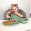 Silicone Baby Feeding Set  Led Weaning Supplies with Suction Plate, Waterproof Bowl with Lid, Bib & Spoon  Baby Feeding Essentials for 6-12 Months, Plates and Utensils Set (Sage) view 2