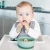 Silicone Baby Feeding Set  Led Weaning Supplies with Suction Plate, Waterproof Bowl with Lid, Bib & Spoon  Baby Feeding Essentials for 6-12 Months, Plates and Utensils Set (Sage) view 4