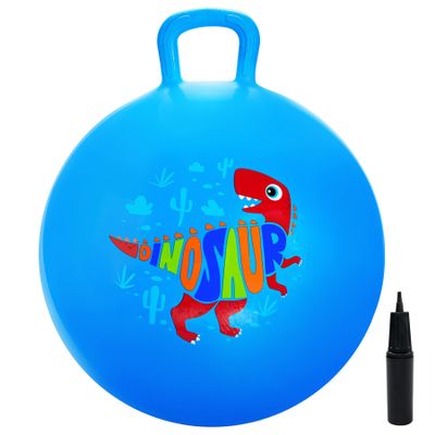 EVERICH TOY Hopper Ball, Dinosaur Hopping Toys for Kids, 18 Inch Bouncy Ball with Handle, Blue Inflatable Bouncing Hoppity Hop Toys for Boys and Girls Gifts