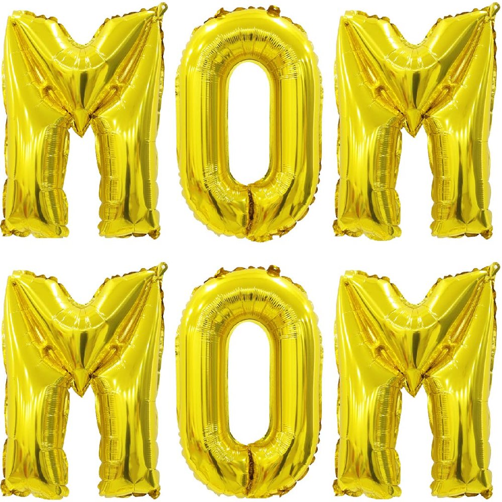 16" Mom Banner Balloons - Mother's Day Letter Balloon Mum Birthday Baby Shower Balloon Party Decoration