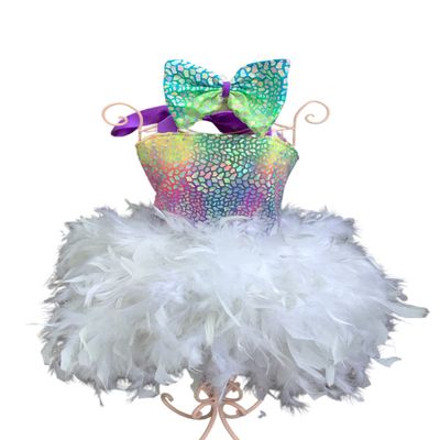 90'S baby neon cheetah feather tutu dress (4T)