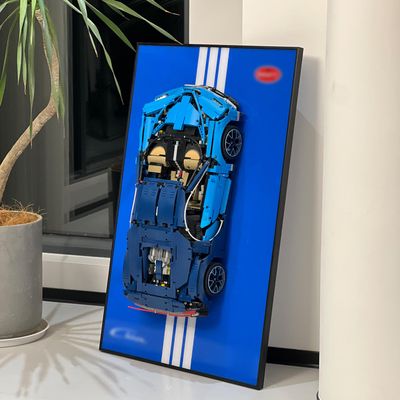 iLuane Display Wallboard for 42083 Race Car Building Kit, Adult Collectibles Wall Mount, Home or Office Dcor, Pinstriped (No Car Included)
