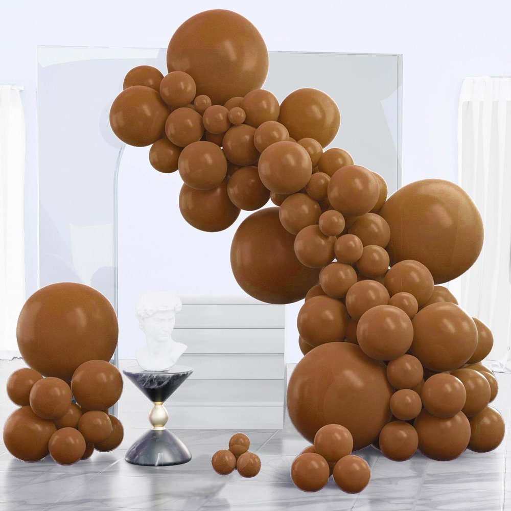 PartyWoo Brown Balloons 140 pcs Different Sizes of 18 12 10 5 Inch Neutral Brown Balloons Arch Kit Garland for Baby Shower Birthday Graduation Woodland Safari Theme Jungle Party Decorations Brown-F09