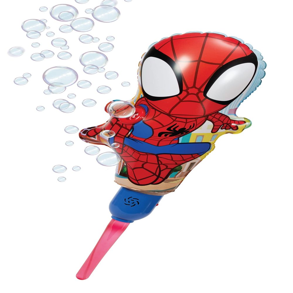 Spider-Man Bubble Machine Amazon Exclusive Huge Inflatable Bubble Machine for Kids Includes a Stand and Bonus 40oz of Bubble Solution 2 in 1 Play Pattern for Maximum Bubble Toy Fun
