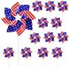 12 Pack 8 Inches American Flag Patriotic Pinwheels Windmill Wind Spinner for Yard Garden Lawn Fourth of July Independence Day Party Decorations view 1