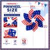 12 Pack 8 Inches American Flag Patriotic Pinwheels Windmill Wind Spinner for Yard Garden Lawn Fourth of July Independence Day Party Decorations view 2