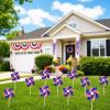 12 Pack 8 Inches American Flag Patriotic Pinwheels Windmill Wind Spinner for Yard Garden Lawn Fourth of July Independence Day Party Decorations view 3