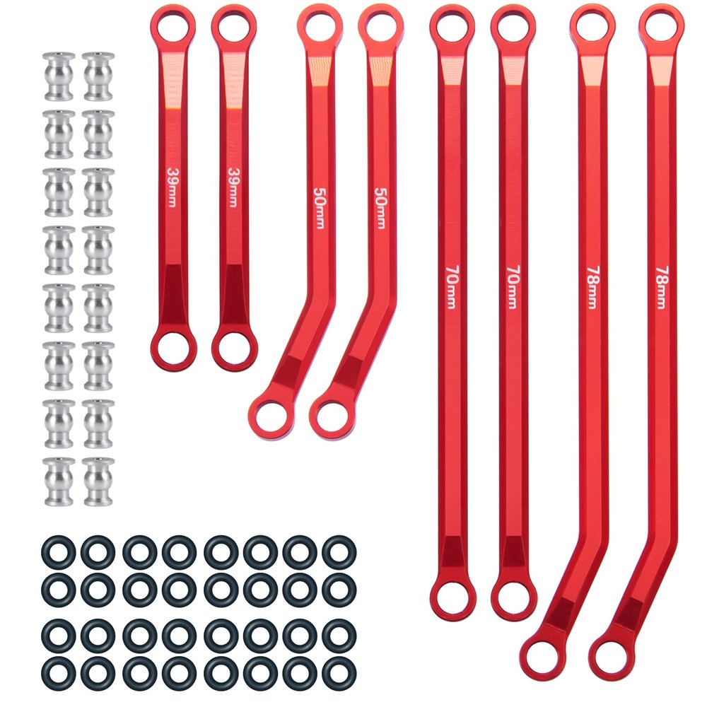 SWX Higher Extra Clearance RC Links Linkage Set for 1/24th Axial SCX24 Gladiator AXI00005 RC Crawler Car Upgrad (Red)