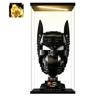 Instnovny Acrylic Display Case for Collectibles Clear Acrylic Boxes for Display Minifigures Trophy Lighted Building Helmet Model 76182 Display Case Organizer Box(Black-Solid Yellow; 5.9*5.9*11.8 inch)