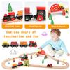 Qilay Wooden Train Set for Toddler - 39 Pcs Wood Train Tracks with Crane, Bridge & 5 Wooden Trains - Train Toys for 3,4,5 Year Old Boys & Girls - Fit All Major Bands Tracks Set view 2
