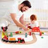 Qilay Wooden Train Set for Toddler - 39 Pcs Wood Train Tracks with Crane, Bridge & 5 Wooden Trains - Train Toys for 3,4,5 Year Old Boys & Girls - Fit All Major Bands Tracks Set view 4