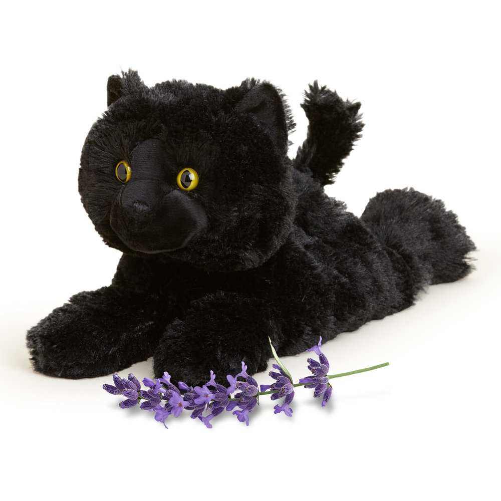 warmies Microwavable & Weighted Stuffed Animals, Black Cat - Heated Stuffed Animal Plushie for Warmth & Comfort - Cute Soft Plush Toys for Adults & Children (Boys, Girls, Babies & Toddlers)