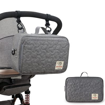 Baby Small Diaper Tote Bag Stroller Storage Bag Diaper Organizer Caddy Mommy Bag for Outdoor (Grey)