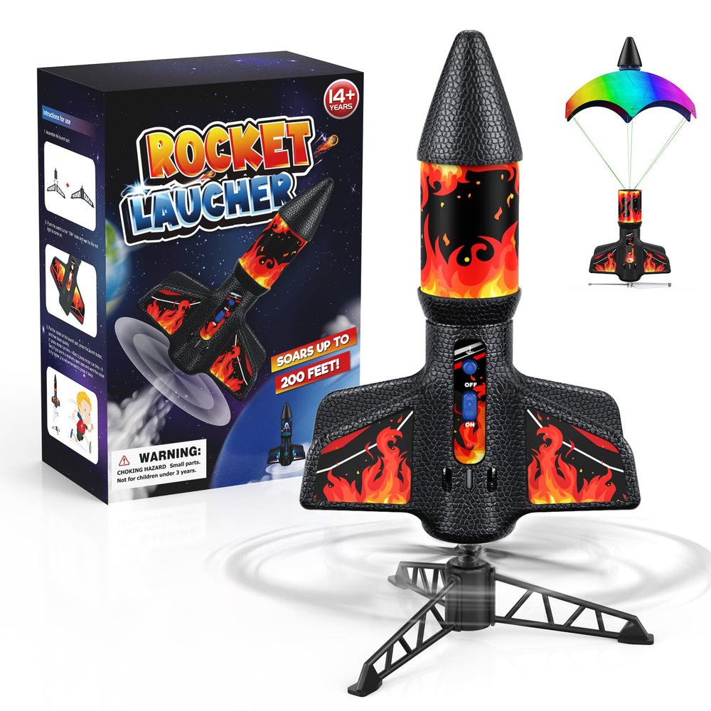 Rocket Launcher, 200 Feet of Flight Altitude, Model Rocket Kits with Launch Set, Ultra-high Flying Rocket, Rocket Toy, Kids Outdoor Toys, Gift for Kids Ages 8-12 Children's Day Gift - Red