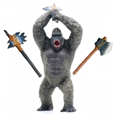 Gemini&Genius Rampage Toys Gorilla with 2Pcs Replaceable Weapons Battle Axe, Hand-Painted, Animal Collectible, Details Unique Model.