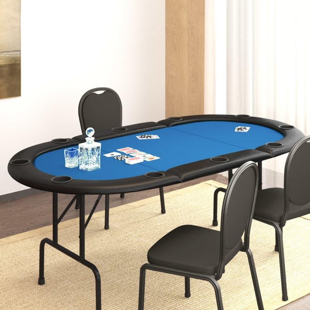 YAFF 10-Player Folding Poker Table Blue 81.1"x41.7"x29.5"