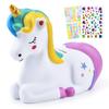 PJDRLLC Piggy Bank Girls: Unicorn Piggy Banks - Unbreakable Plastic Coin Money Bank with Alphabet Stickers - Rainbow view 1