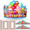 Meooeck 100 Pcs Birthday Crowns for Adults Adjustable Colorful Happy Paper Birthday Hats Bulk Gifts Party Supplies Favors view 1