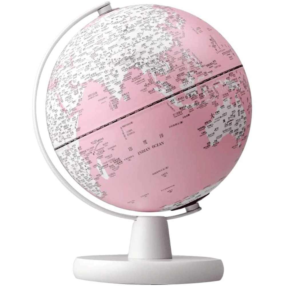 OLOTU Globe Globe Illuminated with Stand Pink Light Up World Globe Lamp Build in 5 Colors LED Night Light Globes of Earth for Kids Learning Detailed