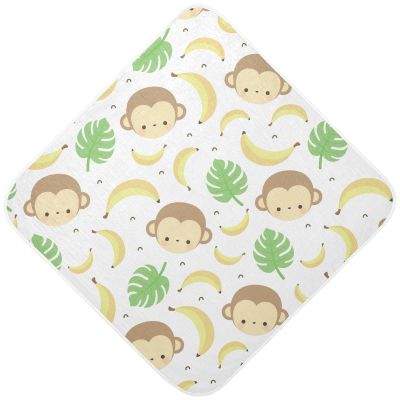 Ceiurey Cute Monkey Baby Boys Girls Bath Towel Banana Palm Leaves Hooded Towels Newborn Toddlers Organic Cotton Washcloths Shower Beach Towel 35 x 35 Inch