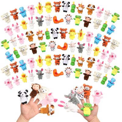 Meooeck 152 Pcs Finger Puppets Set 19 Different Stuffed Animal Finger Puppets Bulk Easter Egg Filler for Storytelling, Role Playing, Teaching, and Easter Gifts