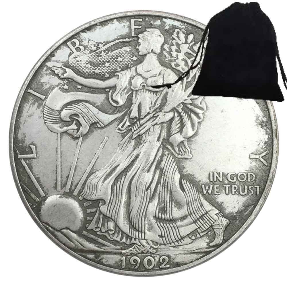 1902 Liberty Goddess One Dollar Hobo Nickel Eagle Art Coin Pendant/Good Luck Commemorative Token Badge Jewelry Pendant