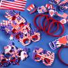 Retrowavy 24 Pcs 4th of July Party Favors Patriotic Accessories 12 Headbands and 12 Glasses Fourth of July Head Boppers American Flag Decorations for Independence Day Memorial Day Party Supplies view 2