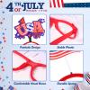 Retrowavy 24 Pcs 4th of July Party Favors Patriotic Accessories 12 Headbands and 12 Glasses Fourth of July Head Boppers American Flag Decorations for Independence Day Memorial Day Party Supplies view 3