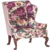 Melody Jane Dolls Houses Dollhouse Wing Back Armchair Purple Floral JBM Walnut Living Room Furniture view 1