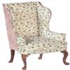 Melody Jane Dolls Houses Dollhouse Wing Back Armchair Green Floral JBM Walnut Living Room Furniture view 1