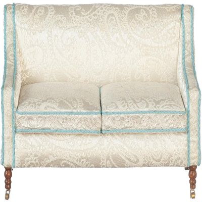 Dollhouse Sofa White Fabric 2 Seater Fauteuil Settee JBM Living Room Furniture