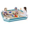 HONEY JOY Kids Sandbox, Cedar Bottomless Sand Pit for Backyard Deck Patio Lawn, 4 Corner Seats with Pattern, Square Wood Sand Boxes for Kids Outdoor, Gift for Boys Girls 3+, Navy Blue view 1