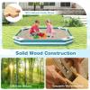 HONEY JOY Kids Sandbox, Cedar Bottomless Sand Pit for Backyard Deck Patio Lawn, 4 Corner Seats with Pattern, Square Wood Sand Boxes for Kids Outdoor, Gift for Boys Girls 3+, Navy Blue view 2