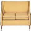 Dolls House Sofa Yellow Fabric Fauteuil Settee Walnut JBM Living Room Furniture view 1