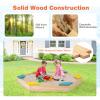HONEY JOY Kids Sandbox, Cedar Bottomless Sand Pit for Backyard Deck Patio Lawn, 6 Corner Seats, Hexagon Wood Sand Boxes for Kids Outdoor, Gift for Boys Girls 3+, Natural view 2