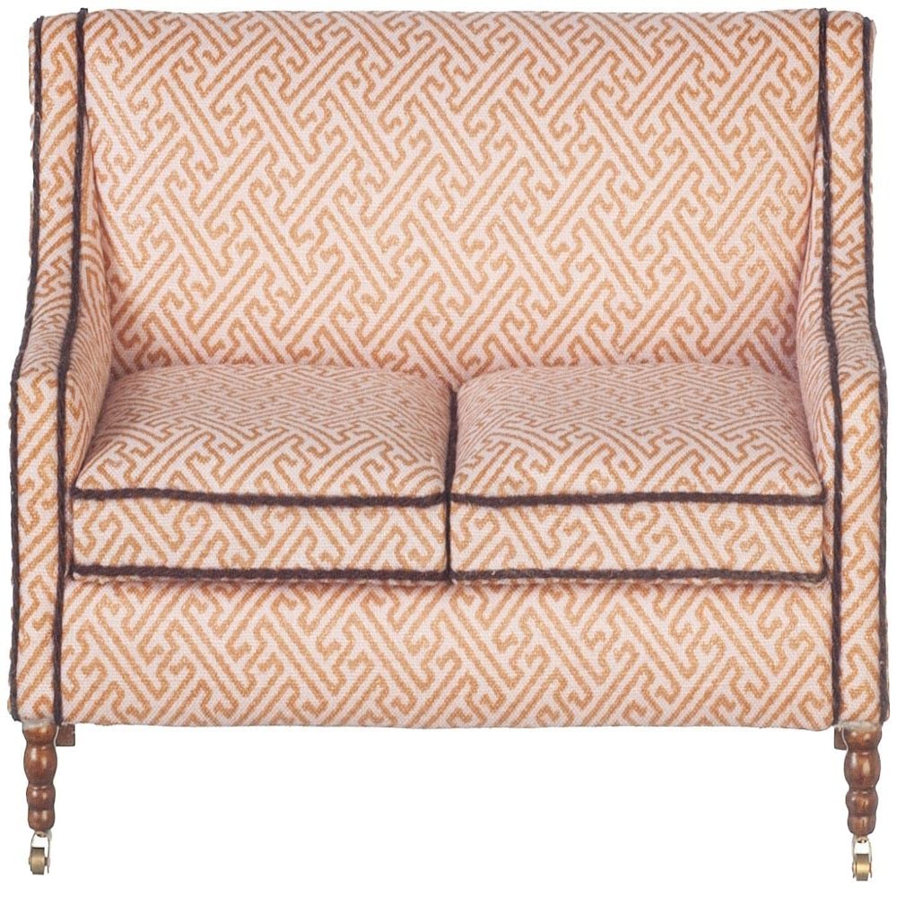 Melody Jane Dolls Houses Dollhouse Sofa Pink Fabric 2 Seater Fauteuil Settee JBM Living Room Furniture
