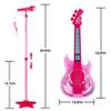 Guitar and Microphone Play Set for Girls,Karaoke Machine with Music&Light,Microphone Toys with Stand,Adjustable Height Guitar Toys for Kids,Toddlers,Child(Red) view 2