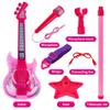 Guitar and Microphone Play Set for Girls,Karaoke Machine with Music&Light,Microphone Toys with Stand,Adjustable Height Guitar Toys for Kids,Toddlers,Child(Red) view 4