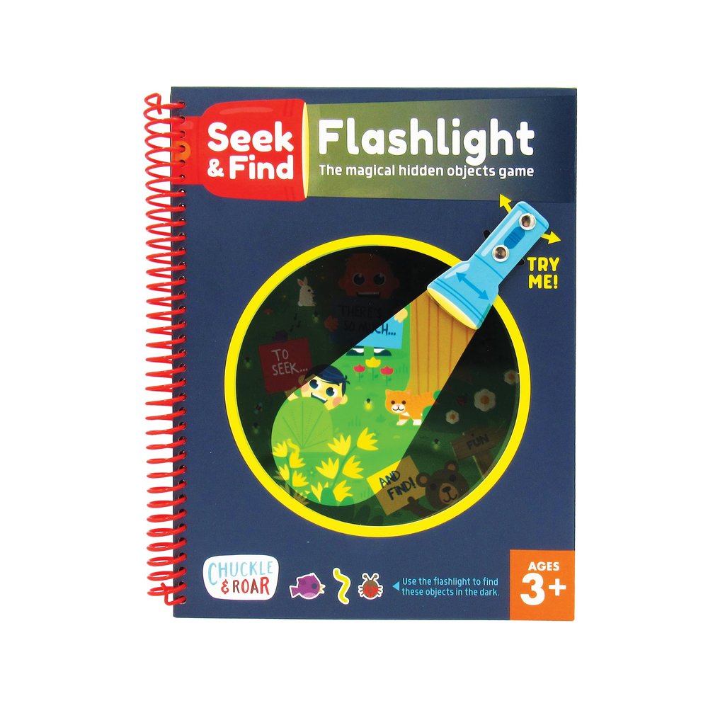 Chuckle & Roar Flashlight Seek & Find Adventure Book  Interactive Hidden Object Game with Flashlights, 5 Scenes, 100+ Items, Travel-Friendly Activity for Kids
