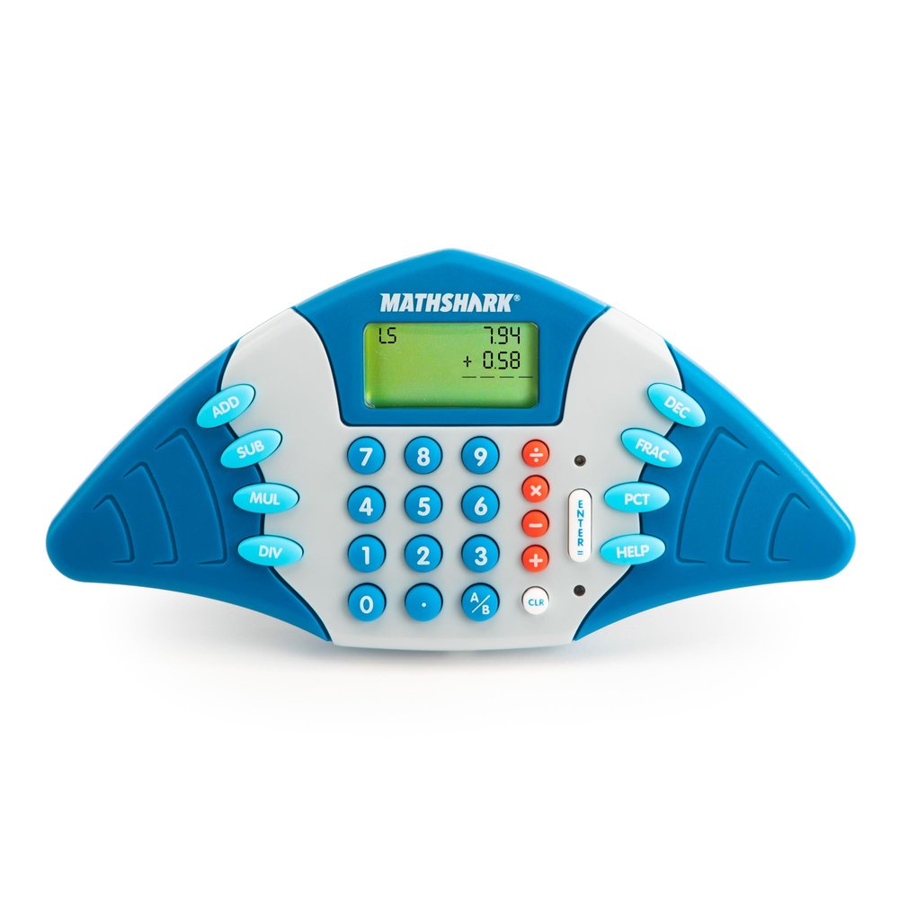 Educational Insights MathShark- Electronic Math Games, Addition, Subtraction, Division, and Multiplication Game, Handheld Games for Kids, Interactive STEM Learning Tools for Ages 6+