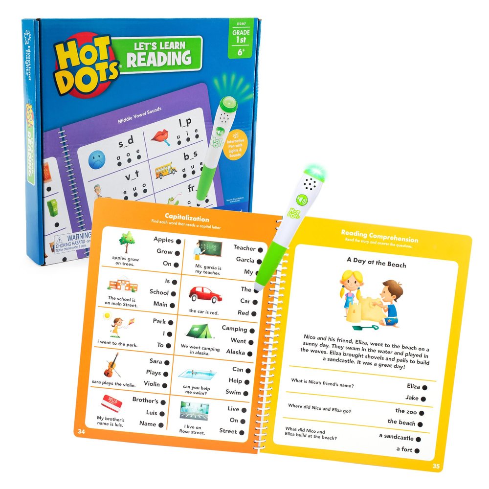 Educational Insights Hot Dots Let's Learn 1st Grade Reading Activity Workbook, Ages 6+
