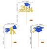 24 PCS 2024 Graduation Cupcake Toppers Glitter Class of 2024 Cupcake Picks Diploma Graduation Cap Cake Decorations for 2024 Graduation Theme Party Supplies Gold view 2