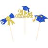 24 PCS 2024 Graduation Cupcake Toppers Glitter Class of 2024 Cupcake Picks Diploma Graduation Cap Cake Decorations for 2024 Graduation Theme Party Supplies Gold view 3