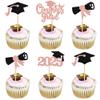 24 PCS 2025 Graduation Cupcake Toppers Glitter Class of 2025 Cap Diploma Cupcake Picks Contrats Grad Cake Decorations for 2025 Graduation Theme Party Supplies Rose Gold view 1